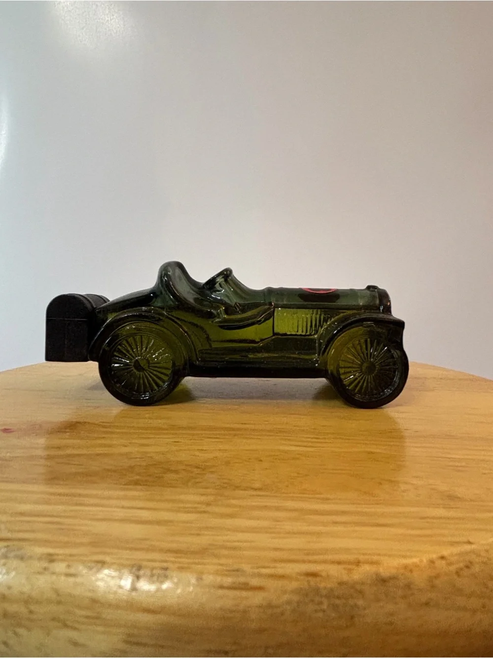 Avon Dark Green Glass Racer Car Figurine with Box
